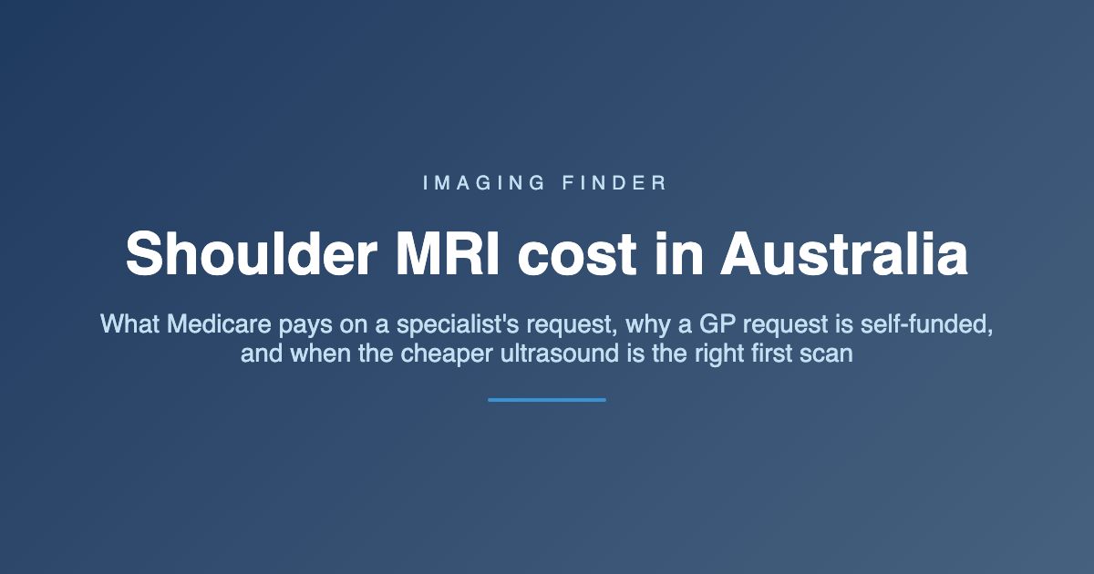 Imaging Finder guide: shoulder MRI cost in Australia - what Medicare pays on a specialist's request, why a GP request is self-funded, and when the cheaper ultrasound is the right first scan